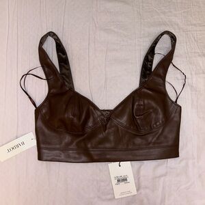 NWT Bardot brown, soft, leather corset crop tank top